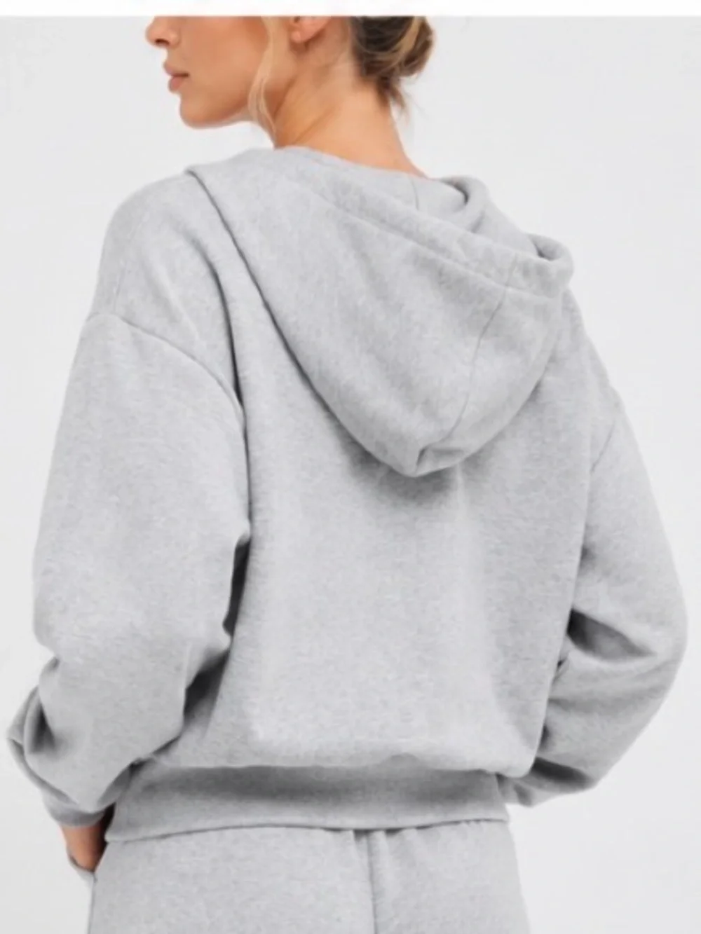 ALO Yoga Light Heather Gray Full-Zip Hoodie